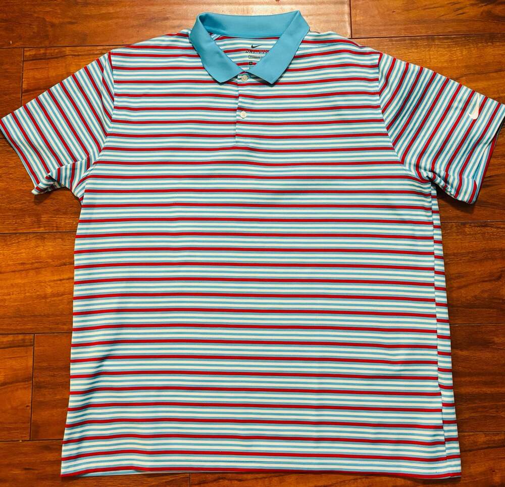NWOT Nike Dri-FIT Dry Victory Stripe Golf Polo Shirt sz XL Blue/Red/White